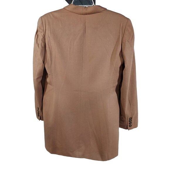 EVAN-PICONE 1980's 4 Button Carmel Long Length Blazer Shoulder Pads Made In USA - Picture 2 of 16